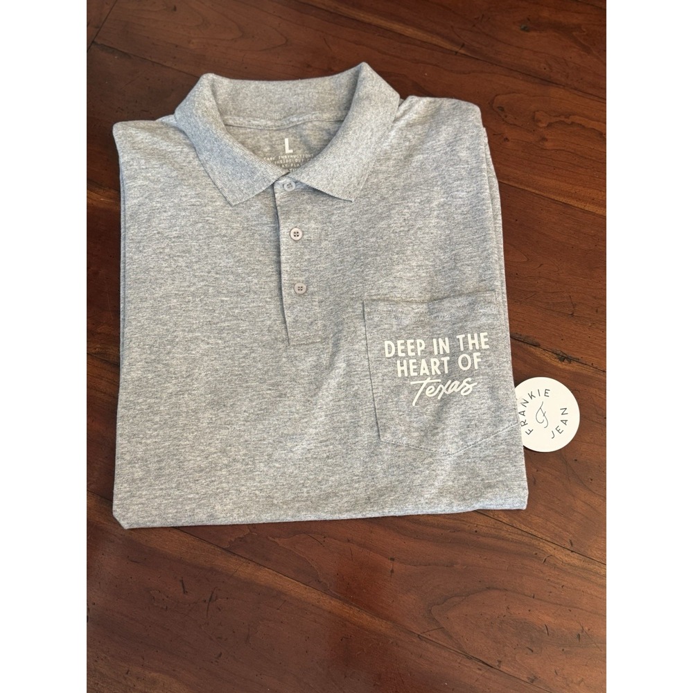 Frankie Jean "Deep In The Heart Of Texas" Gray‎ Men's Polo Size Large